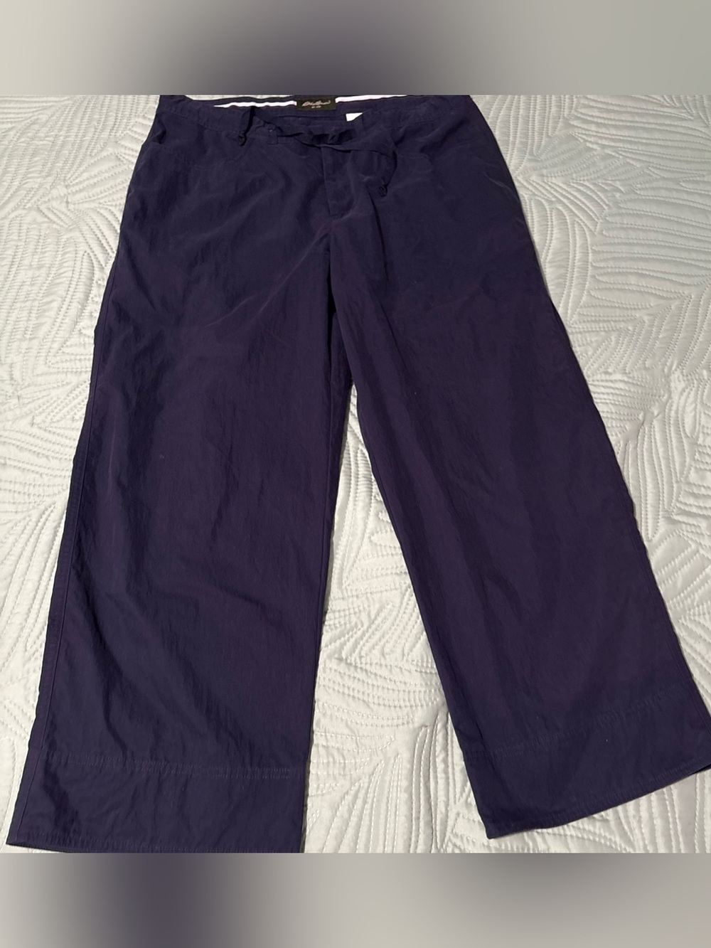 Eddie Bauer Capri Cropped Pants Women 12 Hiking Outdoor Navy Blue Cotton Nylon